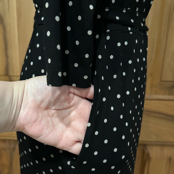 Ines de la Fressange, Paris Gorgeous Black w/ Cream Polka Dot Belted Dress EUC S - Picture 11 of 16